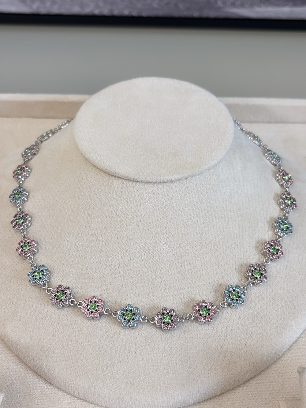 D’Orlan Delicate Multicolor Floral Swarovski Crystal Necklace - Women Jewelry